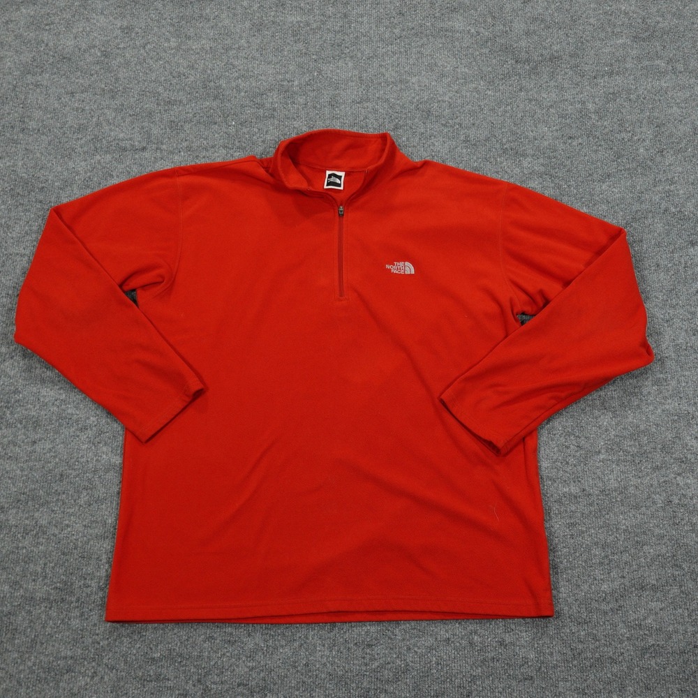 Vintage The North Face Fleece Mens Large Red 1/4 Zip Pullover TKA 100 Mock Neck